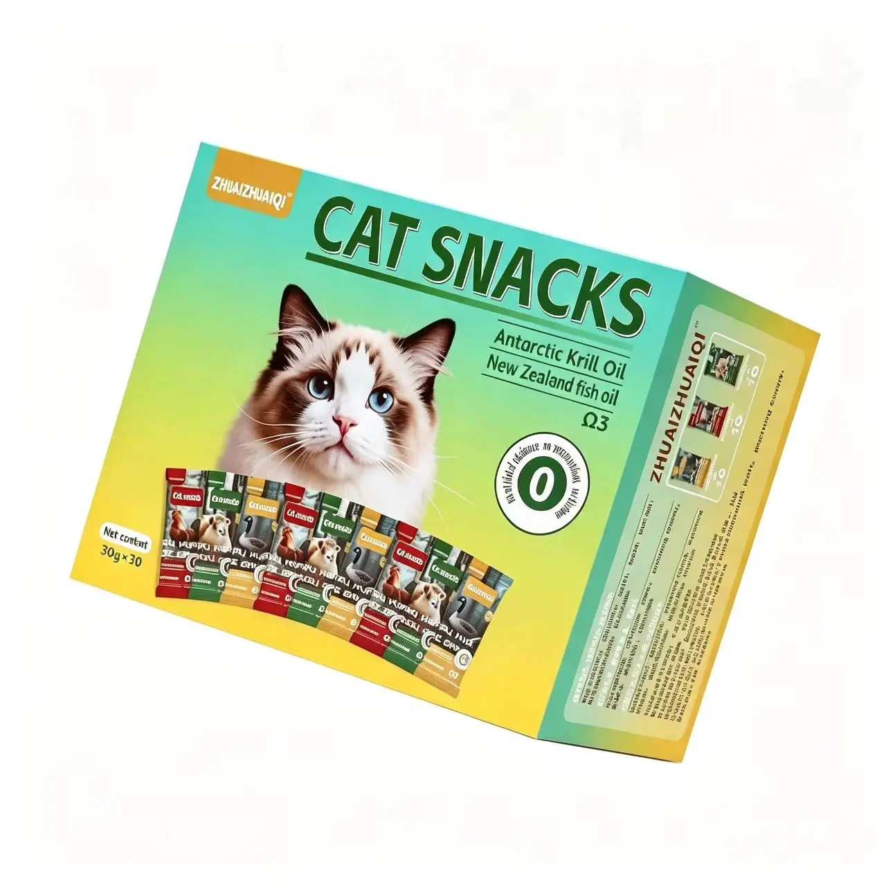 Zhuaizhuaiqi Lickable Cat Treats, Extra Large 30g Cat Puree Tubes, High Protein Wet Cat Treats with Chicken & Cat Grass, Duck & Tuna & Beef & Krill Oil, Creamy Cat Squeeze Treats for All Cats