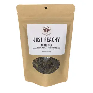 Just Peachy Loose Leaf White Peach Flavored Natural Tea, Low Caffeine Content Beverage