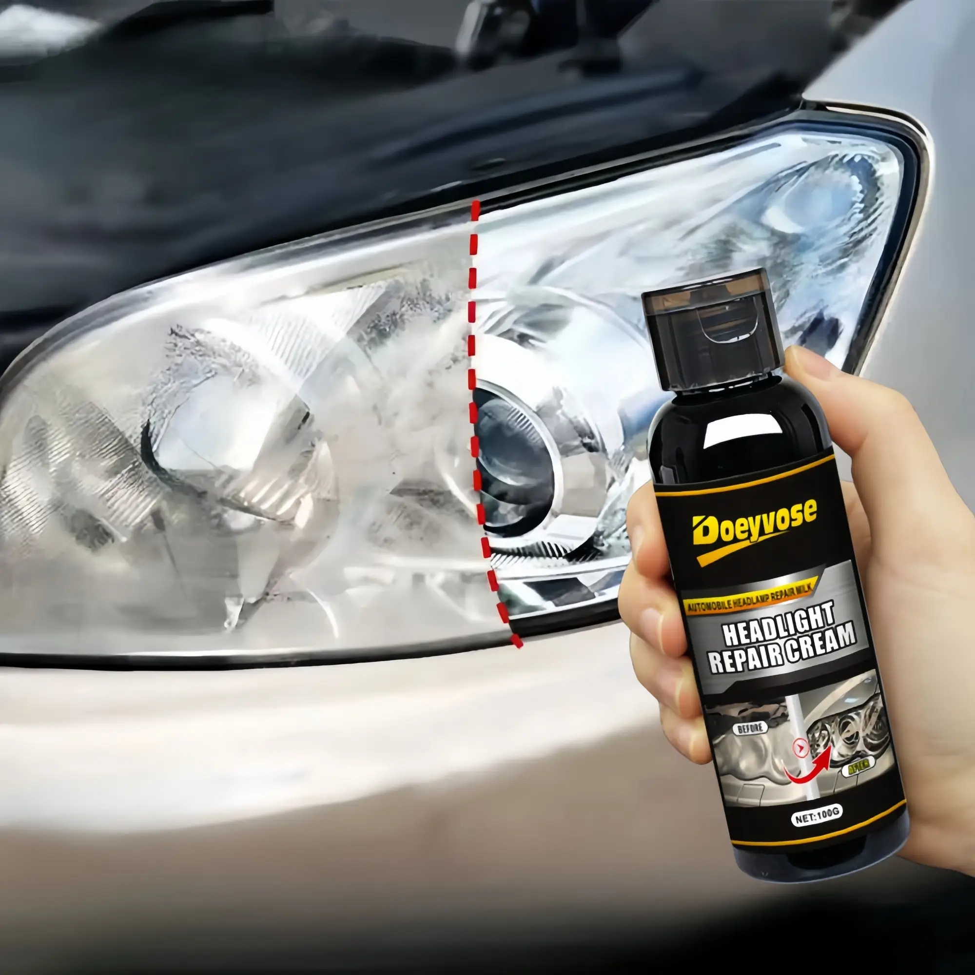 Doeyvose Car Headlight Refurbish Agent, Headlight Refurbish Agent, Professional Car Headlight Cleaning Tool, Car Interior Care Product