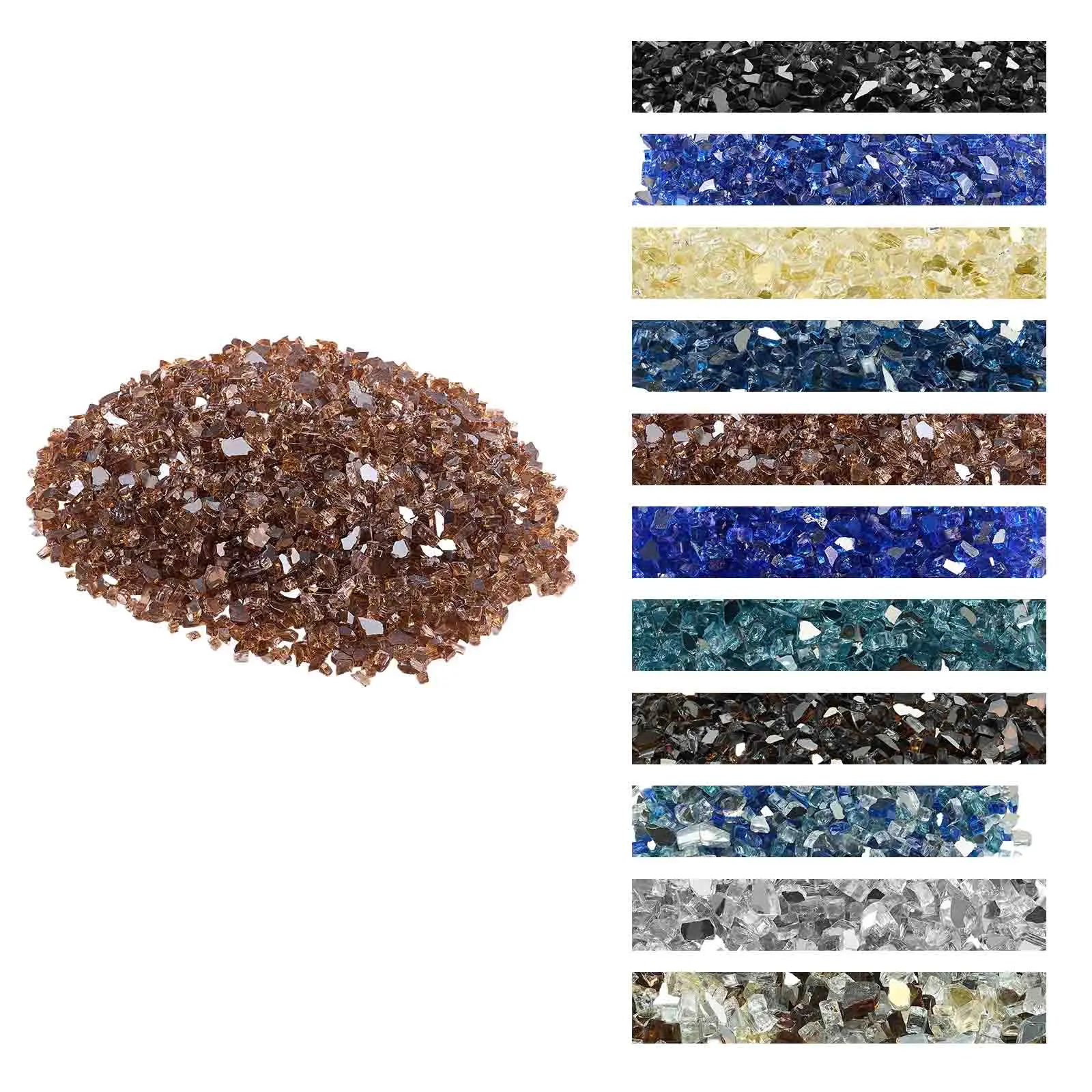 VEVOR Bulk Pack Copper Tempered Glass, 10 lbs/4.5 kg Heat Resistant Fireplace Rocks, 1/4-in/6.35 mm Reflective Smokeless Burn Stones for Fire Pit Tables, Landscape Lovers#BackToSchool