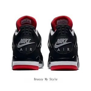 Retro Black, Red & Grey Leather Breathable Mesh Sneakers, Non-Slip Wear-Resistant Mid-Top Air Cushion Trendy Casual Basketball Shoes