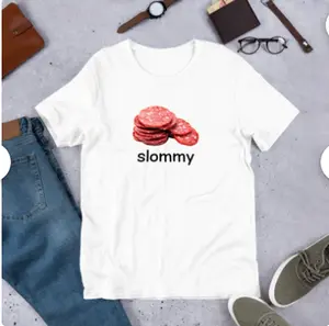 "Slommy Salami: Funny Meme Shirt for Those Who Appreciate Ironic and Unhinged Humor - Perfect as a Gag Gift"