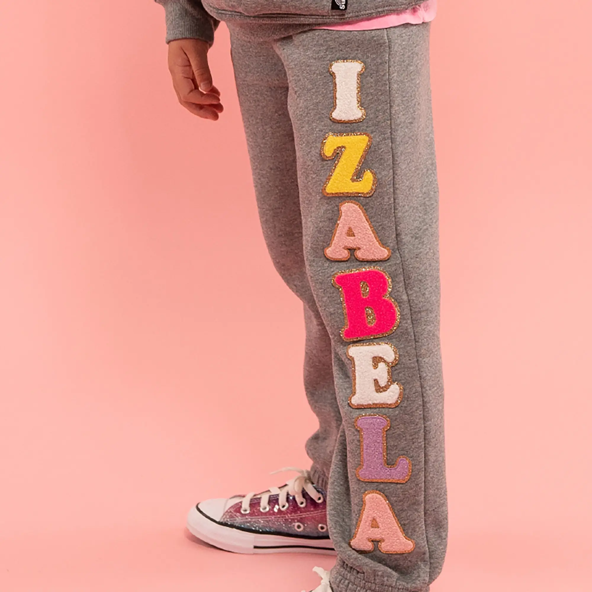Custom Patch Jogger with Glitter Chenille Letters