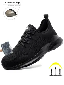 Steel Toe Shoes for Men Work Shoes Lightweight Safety Sneakers with Puncture Resistant Anti-smash Comfortable fashion Indestructible Shoes for Construction Warehouse Work Steel Toe Cap