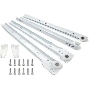 10 Inch White Euro Slides, Pack of 10, Double Stopper Functional Cabinet Hardware. 75 lbs Capacity Cold Rolled Steel, Powder Coated Long Lasting Kitchen Drawer Slides