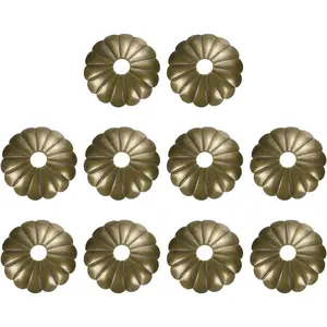 10pcs 1.18 Inch Drum Plum Shape Radial Brass Cabinet Knob Backplate Washers, Classical Furniture Decoration Gasket for Cabinet Drawer Cupboard Doors Hardware, Bronze Tone