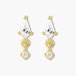 Swagy Chic CZ-Embellished Spike Dangling Statement Earrings, Women's Costume Fashion Jewelry, Stud Earrings Jewelry, Silver Earring Stack