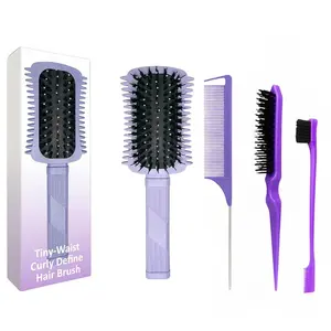 4-Piece Hair Styling Comb Set, Curl Protector Comb, High Crown Brush, Braiding Tail Comb, Eyebrow Comb, Universal for All Hair Types, Portable