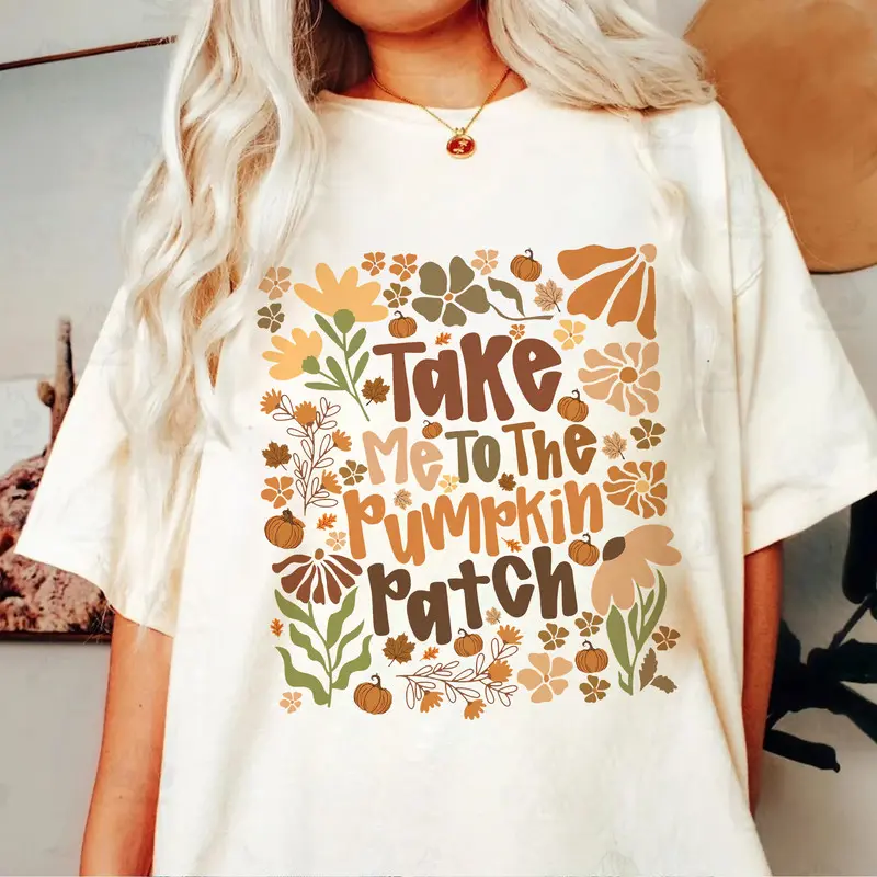 Take Me To The Pumpkin Patch Shirt, Trendy Fall Flower Tshirt, Autumn Pumpkin Shirt, Trendy Fall Floral Tee, Thanksgiving Apparel