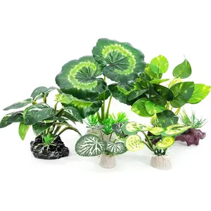 5Pack Tall Aquarium Plants - Reptile Habitat Plants Realistic Silk Fake Betta Fish Tank Decor for Terrarium Aquascaping