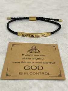 Inspire Bracelet "GOD IS IN CONTROL"/"DIOS TIENE EL CONTROL" - Premium Artistic Engraving, Stainless Steel & 18k Gold Plated, Adjustable Up to 10in, Meaningful & Visually Appealing Jewelry, English and Spanish, Christmas Gift, Perfect Mother's Day Gift