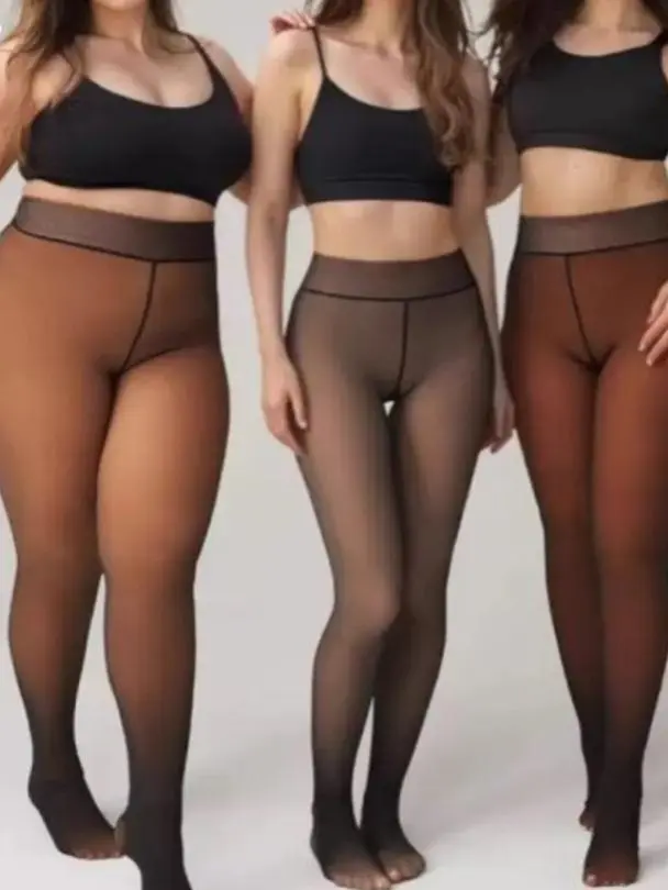 Women's High-Waisted Fleece-Lined Leggings - Opaque and Comfortable Winter Warmer Tights for Layering Soft Thermal
