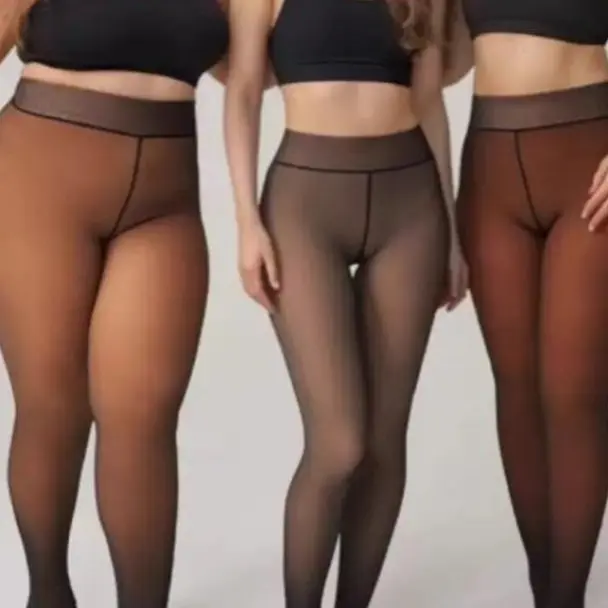 Women's High-Waist Soft Warm Fleece Thermal Tights - Opaque Layering Winter Clothing, Hand Wash Only, Milkshake, Caramel & Chocolate Options