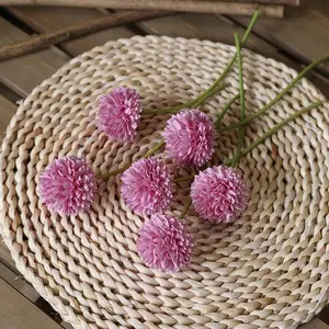 Artificial Ball Chrysanthemum Branch, 6 Counts Faux Flower without Vase, Decorative Flower for Home Party Wedding Anniversary Festival, Ornaments