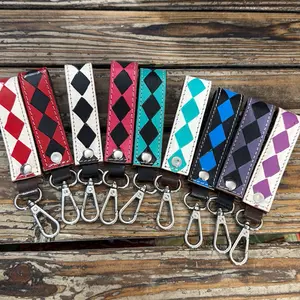 Harlequin Keychains - Colorful Diamond Pattern Keychains with Metal Clips for Easy Attachment