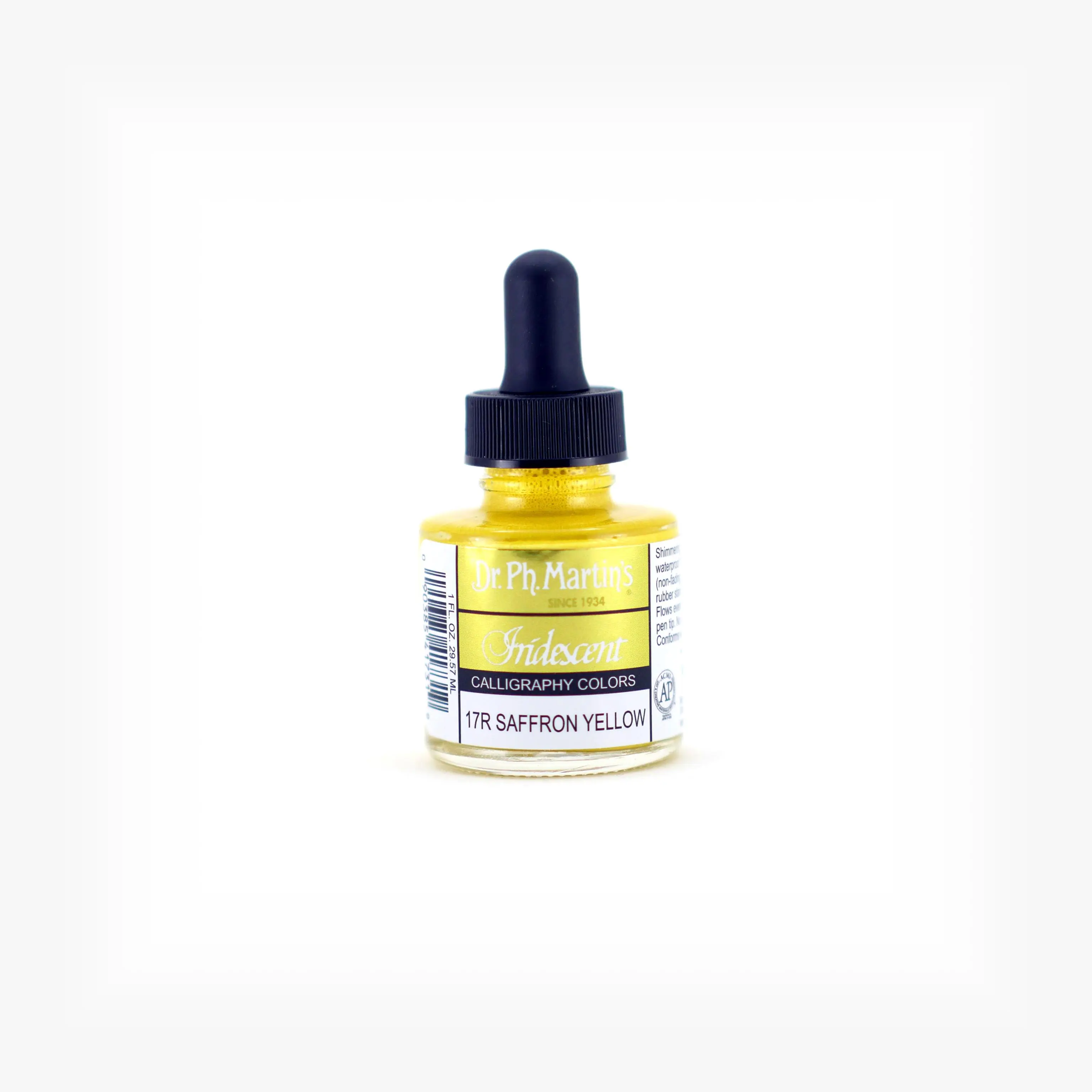 Dr. Ph. Martin's Iridescent Calligraphy Color (17R) Ink Bottle, 1.0 US fl oz, Saffron Yellow, 1 Bottle