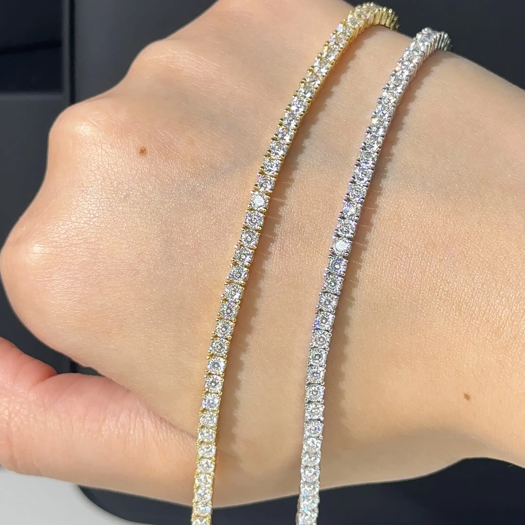 3mm VVS1 D Portuguese Cut Moissanite Tennis Bracelet on 925 Sterling Silver