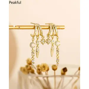 Triple Dangle Huggie Earrings, Trending Chain Drop Ear Jewelry, Elegant Layered Dangling Earrings for Women, sleek metal craft & lightweight build, comfortable for all-day wear, ideal for daily looks, dating gatherings and thoughtful holiday gifts