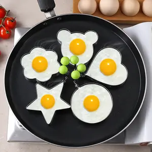 Creative Stainless Steel Egg Ring, Heart Shaped Fried Egg Mold, Star Shape Egg Ring Model, Household Breakfast Poached Egg Shaper, Kitchen DIY Fried Egg Maker Tool, Non-Stick Easy Release Round Egg Cooking Rings