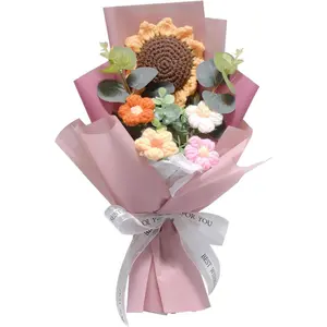 Crochet Flower Bouquet with Sunflower and Daisy for Home Display