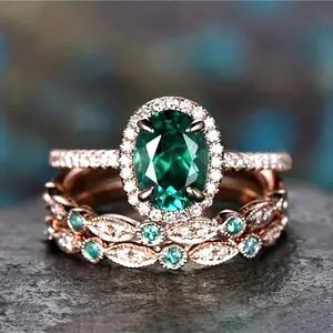 3Pcs Women’s Oval Shaped Ring Set, Perfect for Daily Wear, Engagement, and Wedding Jewelry