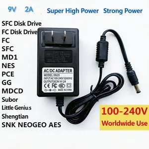 9V2A Power Supply Suitable for Sega MD1, Little Tyrant, Super SFC, Famicom NES, MD, CD, PCE