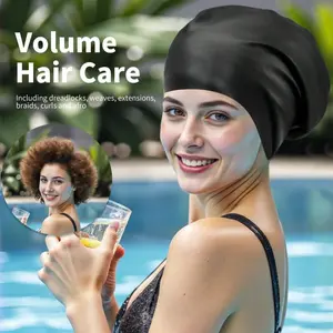 Long Hair Swim Cap Unisex Extra Large Waterproof Silicone, Suitable for Braids African Weaves Wigs Beach Essentials Pool Floats