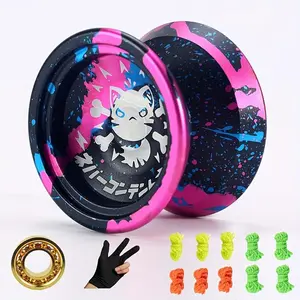 High-End Black Metal Yo-Yo Designed for Professional Competitions, Featuring Ultra-Long Sleep Time, Made of Aluminum Alloy, Suitable for Beginners And Youth, Includes Gloves, Bearings, And 10 Strings