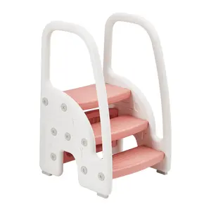 Garvee Toddler 3 Step Stool with Adjustable Height, Wide Non-Slip Pedals, Safety Handrails, and Standing Tower Learning Helper for Bathroom Sink, Kitchen, and Potty Use