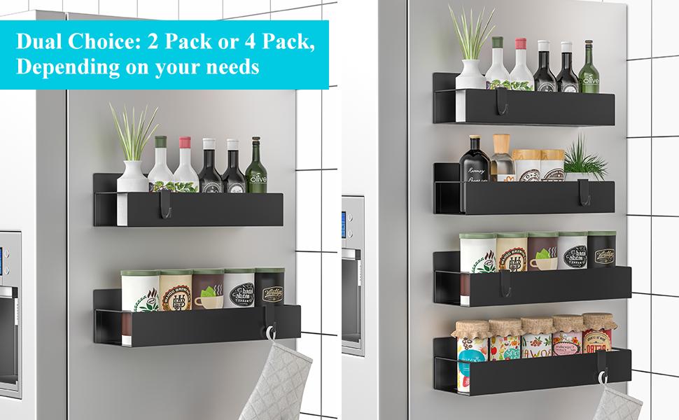 4Pack-Magnetic Spice Storage Rack Organizer forRefrigerator and Oven, Fridge Organizers andStorage,Metal Wall Mounted Holder Wall Mount Design Multilayer Shelf Multilayer Shelf Multilayer Shelf
