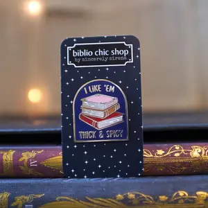 I Like 'Em Thick and Spicy Bookstack Hard Enamel Pin for Smut Readers