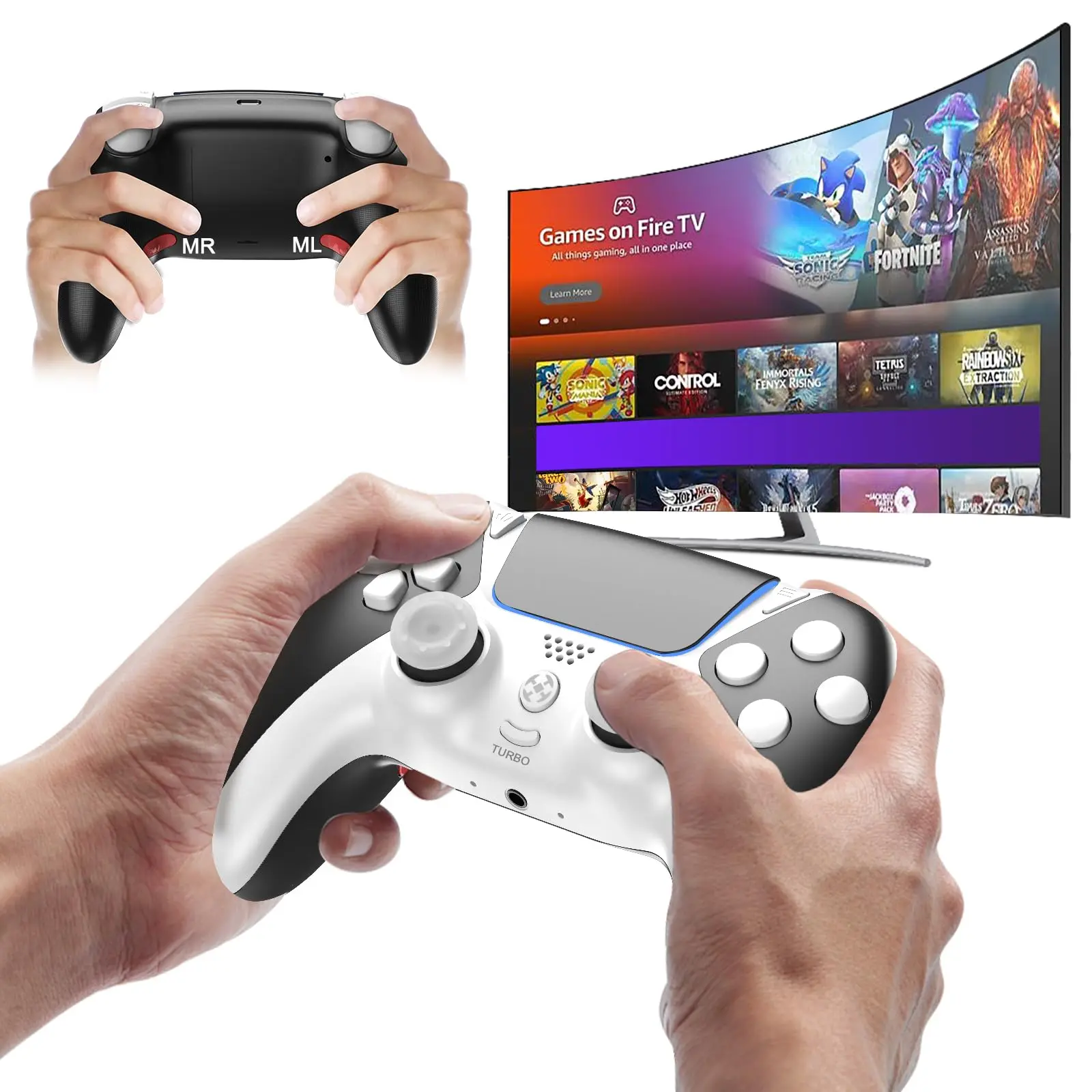 Upgrade For Ps4 Controller Wireless With Paddles Turbo No Drift Remote Control 3d Joystick Vibration 1200mah  Gift Christmas
