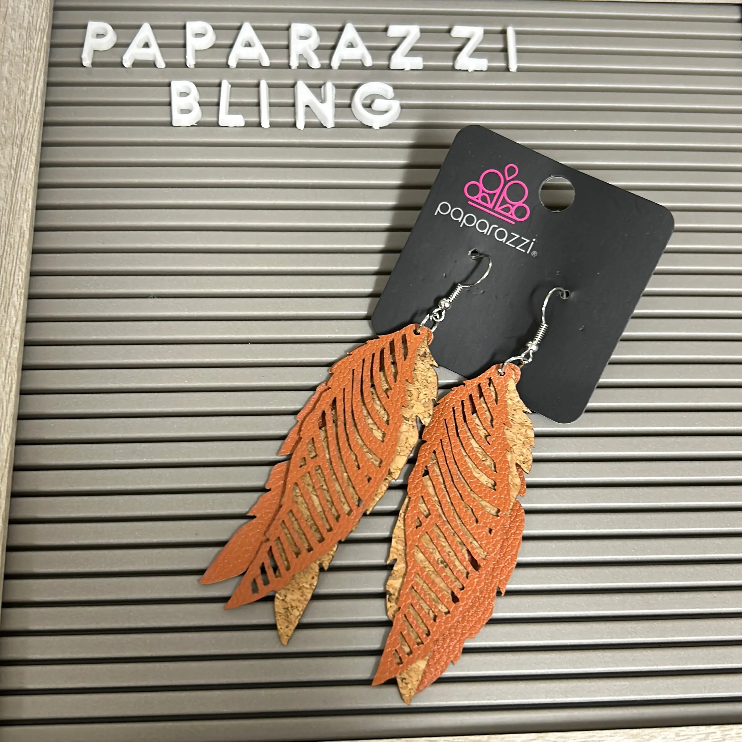 Beautiful Leaf-shaped Leather Earrings in Brown