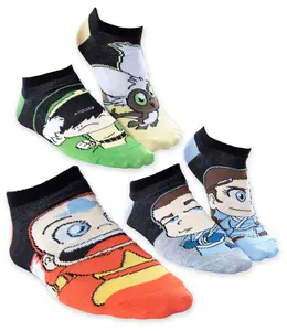 Nickelodeon Avatar The Last Airbender Chibi Character No-Show Ankle Socks 5 Pair (9-11)