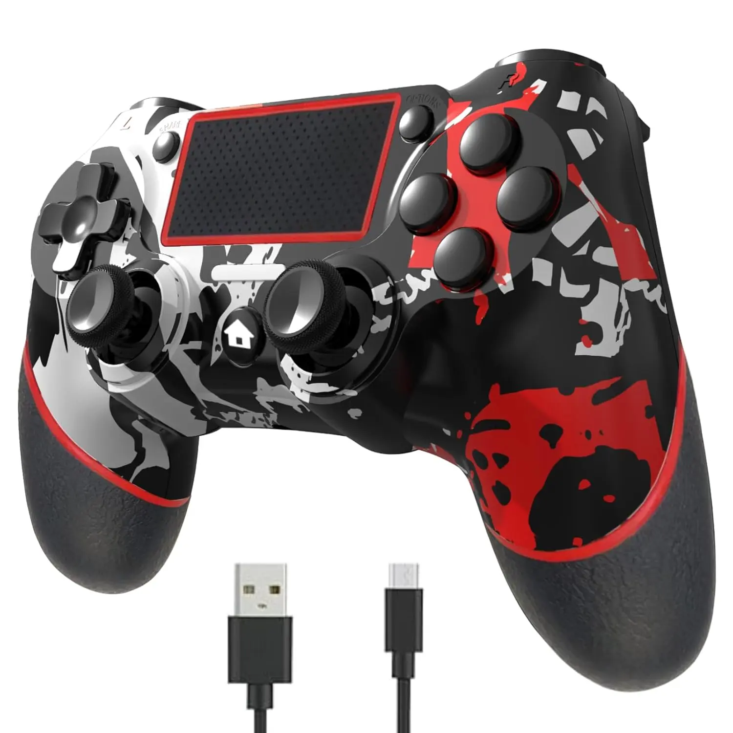 PS4 Remote Controller Wireless Controller Compatible with PS4/Slim/Pro/Windows PC, PS4 Controller with 3.5mm Audio Jack, Touchpad, Six-Axis Motion Control, Charging Cable (Flame White)