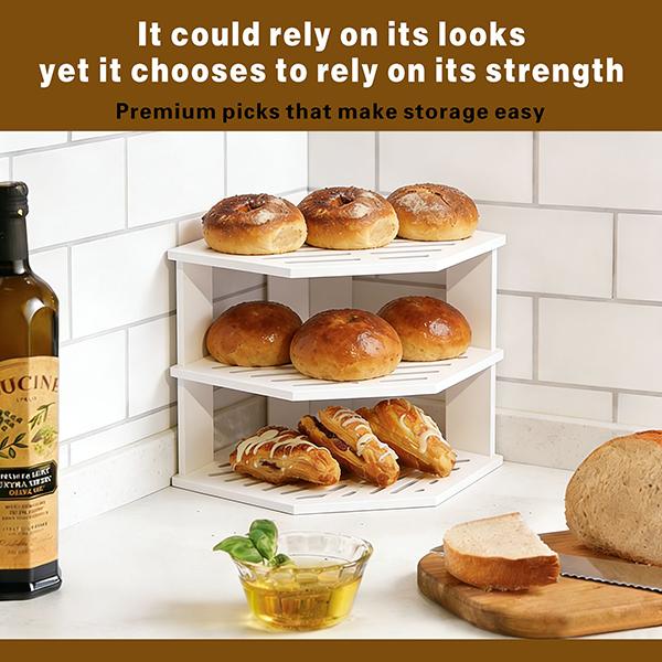 Multi-layer Corner Storage Rack Triangular Fan-shaped Shelf Drill-free Kitchen Cookware & Tableware Organizer Wall Mounted Dual Hat Design