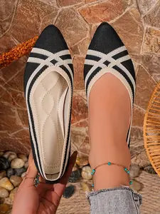 Women's Pointed Toe Flat Shoes, Mesh Material, Low Ankle, Casual Style, Spring & Fall, Lightweight, Multiple Colors Available