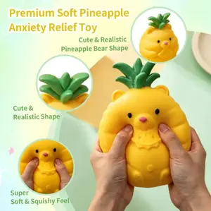 arge Pineapple Bear Slow Rising Squishy Toy, Super Soft Kawaii Fidget Squishmallows Sensory Toy, Stress Anxiety Relief Squeeze Toy, Viral TikTok Cute Desk Decor Birthday Gift for Kids Teens Girls Boys