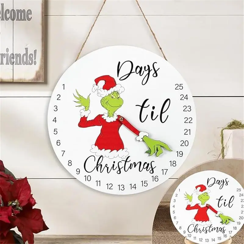 Christmas Decorations Welcome Sign | 2024 Christmas Countdown Advent Calendar for All Ages | 12'' Wooden Christmas Wreath with Easel for Door Wall Mantel Decor | Christmas Decor Ornaments