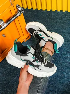 Women's Fashion Patchwork Colorblock Casual Sneakers, Comfortable Breathable Low Top Fashionable Running Shoes, Perfect for Christmas Gifts