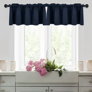 Deconovo Blackout Rod Pocket Curtain Valance for Bathroom Windows 1 Panel Solid Color Energy Efficient & Sustainable OEKO-TEX Certified Soft Touch Privacy Curtain