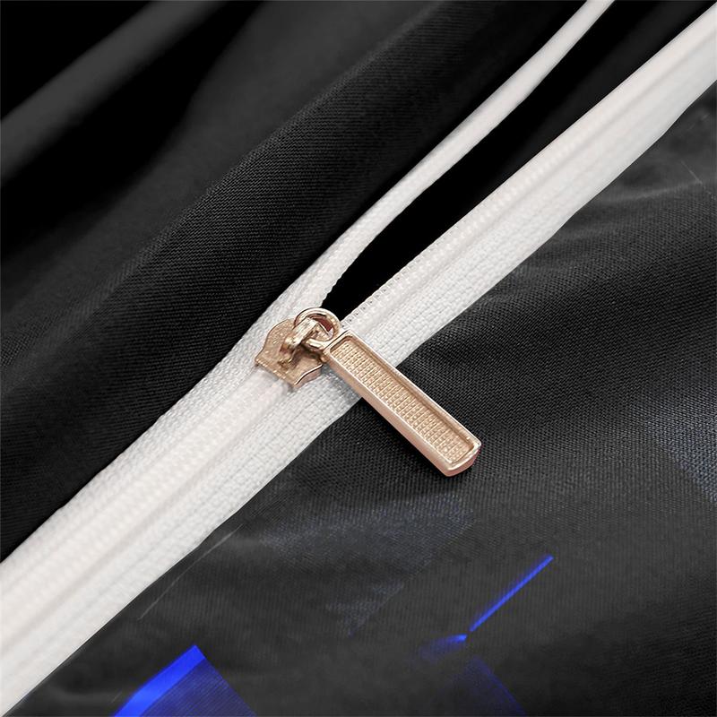 [Back To School] 3pcs Twin Size Modern Geometric Blue Grid Print Duvet Cover Bedding Set, Soft Comfortable For Bedroom, Guest Room (1*Duvet Cover + 2*Pillowcase, Without Core)