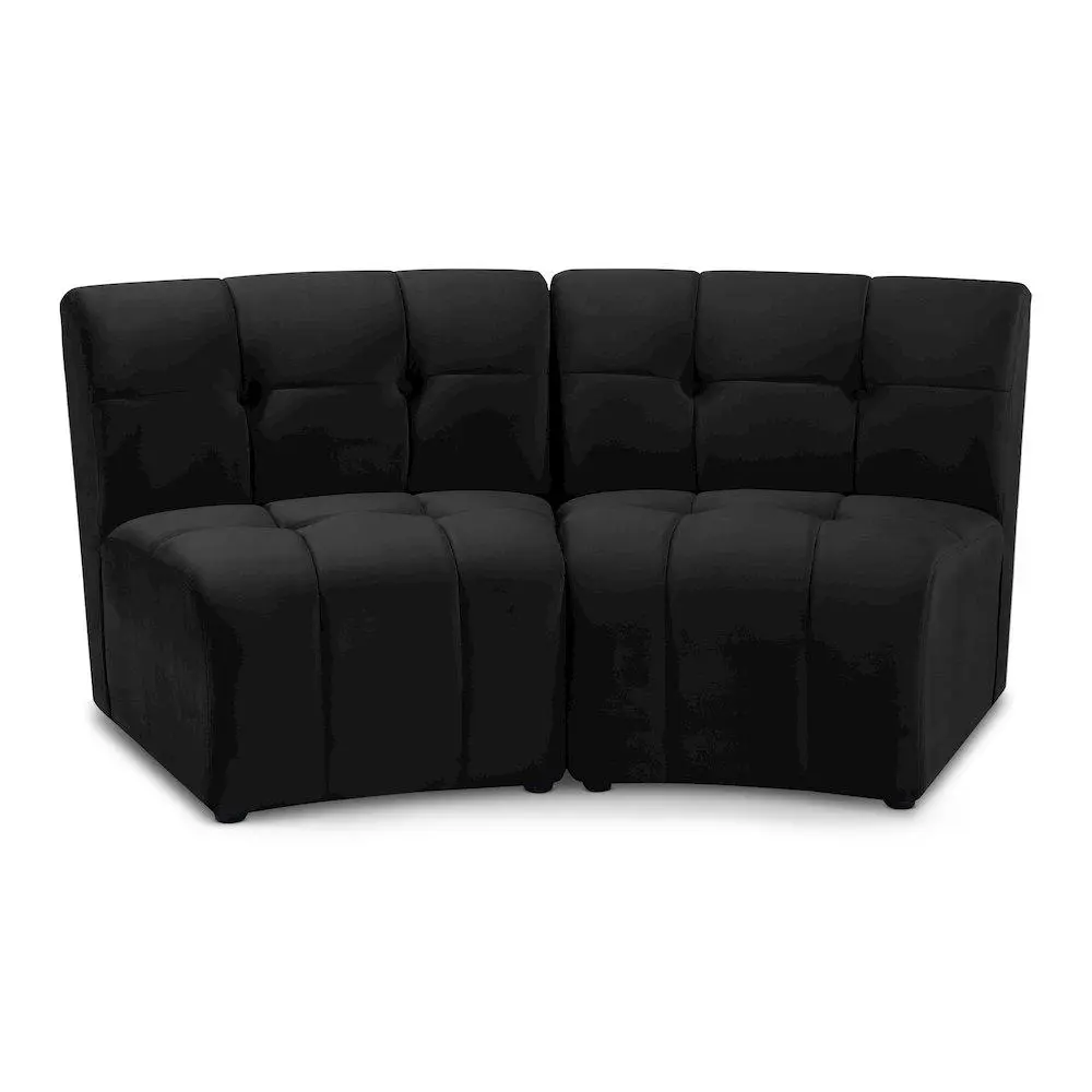 Limitless Black Velvet 2-Piece Modular Sectional Sofa, Contemporary Button-Tufted 2-Piece Set, Sofa Sectional Couch for Indoor Living Spaces