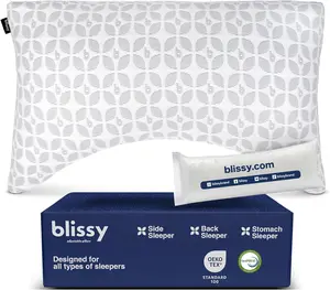 Blissy Signature Adjustable Pillow - Crescent - For Side & Back Sleepers - Wake Pain-Free!