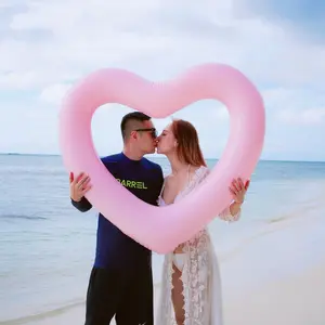 Heart Shaped Swimming Ring, Sequins Heart, Extra Large Thick Inflatable Water Sports Float, Beach Photo Prop, Couples Use