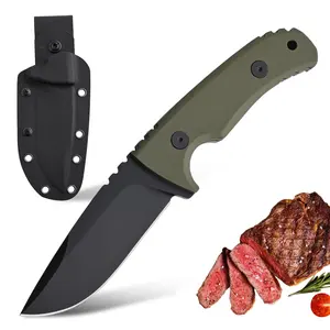 Fixed Blade Knife - Rustproof construction, green handle grip, suitable for camping, hunting, survival, everyday carry - Professional outdoor knife, essential for camping, straight-back blade, durable blade material, hunting gear, sturdy design, high-qual