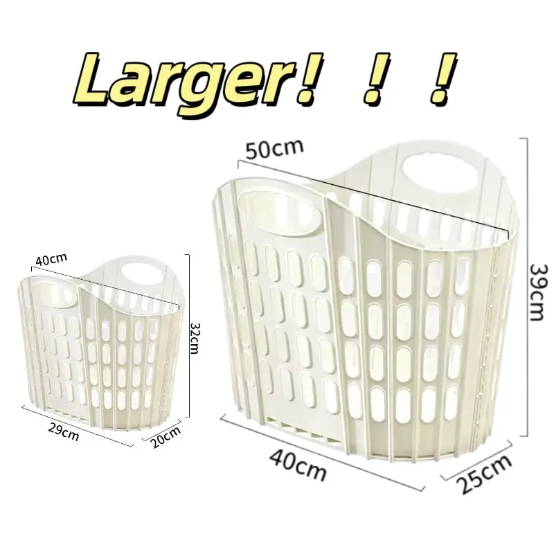 Foldable Plastic Easter Laundry Basket with Handles - Laundry Bin, Space-Saving Organizer for Clothes, Towels, Portable Home Holder