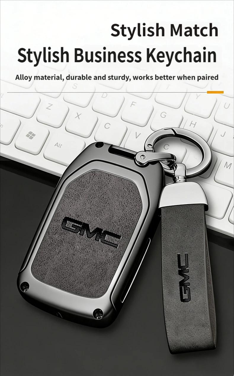 Suitable for GMC key fob metal case for car use; compatible with 2023–2019 models; includes Chevrolet Silverado 1500/2500HD/3500HD; key shell and vehicle body care accessories; Chevrolet 1500 accessories.