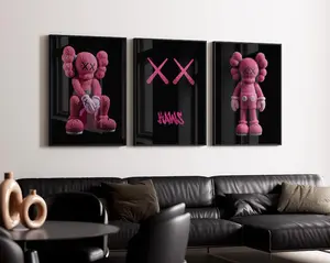 Pink Diamond Hypebeast Figure Poster, Set of 3,Hypebeast Figure,kaws graffiti,Printable Minimalist Hypebeast Decor,Poster Print Unframed