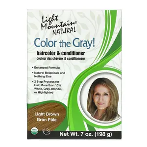 Light Mountain Color the Gray! Natural Hair Color & Conditioner, Light Brown, 7 oz (198 g)